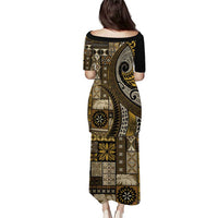 Vintage Samoa Siapo Mamanu Puletasi Gold Samoan Tapa Motif - Polynesian Pride