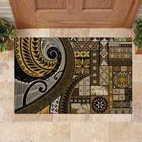 Vintage Samoa Siapo Mamanu Rubber Doormat Gold Samoan Tapa Motif LT9 Gold - Polynesian Pride