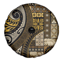 Vintage Samoa Siapo Mamanu Spare Tire Cover Gold Samoan Tapa Motif LT9 - Polynesian Pride