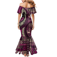 Vintage Samoa Siapo Mamanu Mermaid Dress Pink Samoan Tapa Motif LT9 - Polynesian Pride