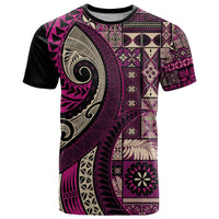 Vintage Samoa Siapo Mamanu T Shirt Pink Samoan Tapa Motif LT9 Pink - Polynesian Pride