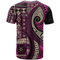 Vintage Samoa Siapo Mamanu T Shirt Pink Samoan Tapa Motif LT9 - Polynesian Pride