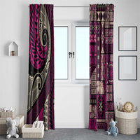 Vintage Samoa Siapo Mamanu Window Curtain Pink Samoan Tapa Motif - Polynesian Pride