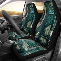 Vintage Samoa Siapo Mamanu Car Seat Cover Teal Samoan Tapa Motif - Polynesian Pride