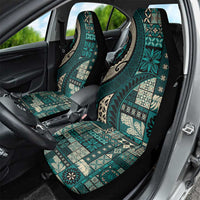 Vintage Samoa Siapo Mamanu Car Seat Cover Teal Samoan Tapa Motif - Polynesian Pride