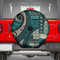 Vintage Samoa Siapo Mamanu Spare Tire Cover Teal Samoan Tapa Motif LT9 - Polynesian Pride