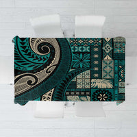 Vintage Samoa Siapo Mamanu Tablecloth Teal Samoan Tapa Motif - Polynesian Pride
