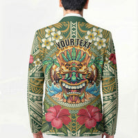 Hawaii Tiki Mask Personalized Blazer Mele Kalikimaka i Iulai!
