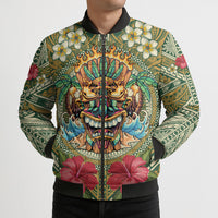Hawaii Tiki Mask Personalized Bomber Puffer Jacket Mele Kalikimaka i Iulai!