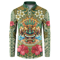 Hawaii Tiki Mask Personalized Button Sweatshirt Mele Kalikimaka i Iulai!