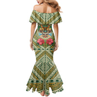 Hawaii Tiki Mask Personalized Family Matching Mermaid Dress and Hawaiian Shirt Mele Kalikimaka i Iulai!