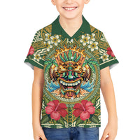 Hawaii Tiki Mask Personalized Family Matching Puletasi and Hawaiian Shirt Mele Kalikimaka i Iulai!