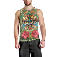 Hawaii Tiki Mask Personalized Men Tank Top Mele Kalikimaka i Iulai!