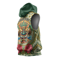 Hawaii Tiki Mask Personalized Sleeveless Hoodie Mele Kalikimaka i Iulai!