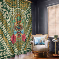 Hawaii Tiki Mask Window Curtain Mele Kalikimaka i Iulai!
