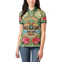 Hawaii Tiki Mask Personalized Women Polo Shirt Mele Kalikimaka i Iulai!