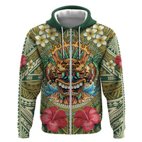 Hawaii Tiki Mask Personalized Zip Hoodie Mele Kalikimaka i Iulai!
