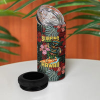 Hawaii Tiki Surfing 4 in 1 Can Cooler Tumbler Mele Kalikimaka i Iulai!