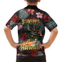 Hawaii Tiki Surfing Family Matching Long Sleeve Bodycon Dress and Hawaiian Shirt Mele Kalikimaka i Iulai!