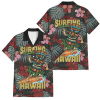 Hawaii Tiki Surfing Family Matching Long Sleeve Bodycon Dress and Hawaiian Shirt Mele Kalikimaka i Iulai! LT9 Dad's Shirt - Short Sleeve Black - Polynesian Pride