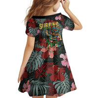 Hawaii Tiki Surfing Family Matching Puletasi and Hawaiian Shirt Mele Kalikimaka i Iulai!