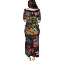 Hawaii Tiki Surfing Family Matching Puletasi and Hawaiian Shirt Mele Kalikimaka i Iulai!