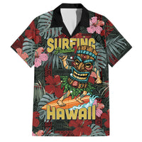 Hawaii Tiki Surfing Family Matching Short Sleeve Bodycon Dress and Hawaiian Shirt Mele Kalikimaka i Iulai!