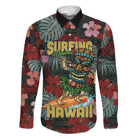 Hawaii Tiki Surfing Family Matching Short Sleeve Bodycon Dress and Hawaiian Shirt Mele Kalikimaka i Iulai!