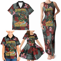 Hawaii Tiki Surfing Family Matching Tank Maxi Dress and Hawaiian Shirt Mele Kalikimaka i Iulai! LT9 - Polynesian Pride
