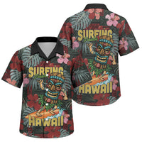 Hawaii Tiki Surfing Family Matching Tank Maxi Dress and Hawaiian Shirt Mele Kalikimaka i Iulai! LT9 Son's Shirt Black - Polynesian Pride