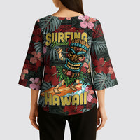 Hawaii Tiki Surfing Kimono Sleeve Blouse Mele Kalikimaka i Iulai!