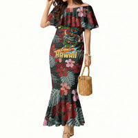 Hawaii Tiki Surfing Mermaid Dress Mele Kalikimaka i Iulai! LT9 Women Black - Polynesian Pride