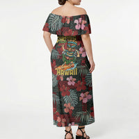 Hawaii Tiki Surfing Off Shoulder Maxi Dress Mele Kalikimaka i Iulai! LT9 - Polynesian Pride