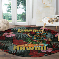 Hawaii Tiki Surfing Round Carpet Mele Kalikimaka i Iulai!