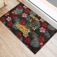 Hawaii Tiki Surfing Rubber Doormat Mele Kalikimaka i Iulai!