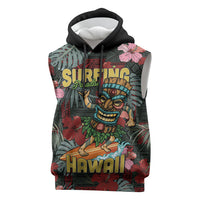 Hawaii Tiki Surfing Sleeveless Hoodie Mele Kalikimaka i Iulai!