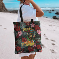 Hawaii Tiki Surfing Tote Bag Mele Kalikimaka i Iulai!