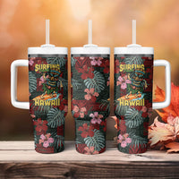 Hawaii Tiki Surfing Tumbler With Handle Mele Kalikimaka i Iulai!