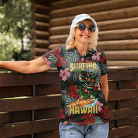 Hawaii Tiki Surfing Women Polo Shirt Mele Kalikimaka i Iulai!