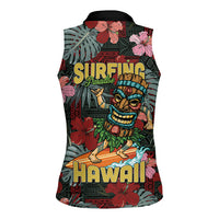 Hawaii Tiki Surfing Women Sleeveless Polo Shirt Mele Kalikimaka i Iulai!