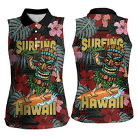 Hawaii Tiki Surfing Women Sleeveless Polo Shirt Mele Kalikimaka i Iulai!