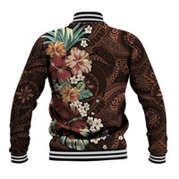 Kanoa Hawai'i Hibiscus Baseball Jacket Polynesian Tribal Tattoo Pattern Floral Elements