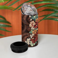 Kanoa Hawai'i Hibiscus 4 in 1 Can Cooler Tumbler Polynesian Tribal Tattoo Pattern Floral Elements
