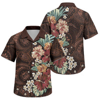 Kanoa Hawai'i Hibiscus Family Matching Off Shoulder Maxi Dress and Hawaiian Shirt Polynesian Tribal Tattoo Pattern Floral Elements
