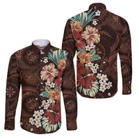 Kanoa Hawai'i Hibiscus Family Matching Off Shoulder Short Dress and Hawaiian Shirt Polynesian Tribal Tattoo Pattern Floral Elements