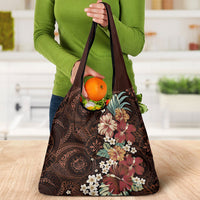 Kanoa Hawai'i Hibiscus Grocery Bag Polynesian Tribal Tattoo Pattern Floral Elements