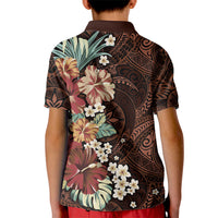 Kanoa Hawai'i Hibiscus Kid Polo Shirt Polynesian Tribal Tattoo Pattern Floral Elements