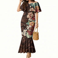 Kanoa Hawai'i Hibiscus Mermaid Dress Polynesian Tribal Tattoo Pattern Floral Elements