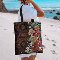 Kanoa Hawai'i Hibiscus Tote Bag Polynesian Tribal Tattoo Pattern Floral Elements