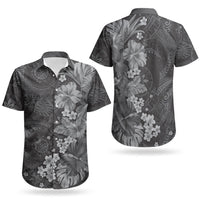 Pauli Hawai'i Hibiscus Couples Matching Off Shoulder Maxi Dress and Hawaiian Shirt Polynesian Tribal Tattoo Pattern Floral Elements